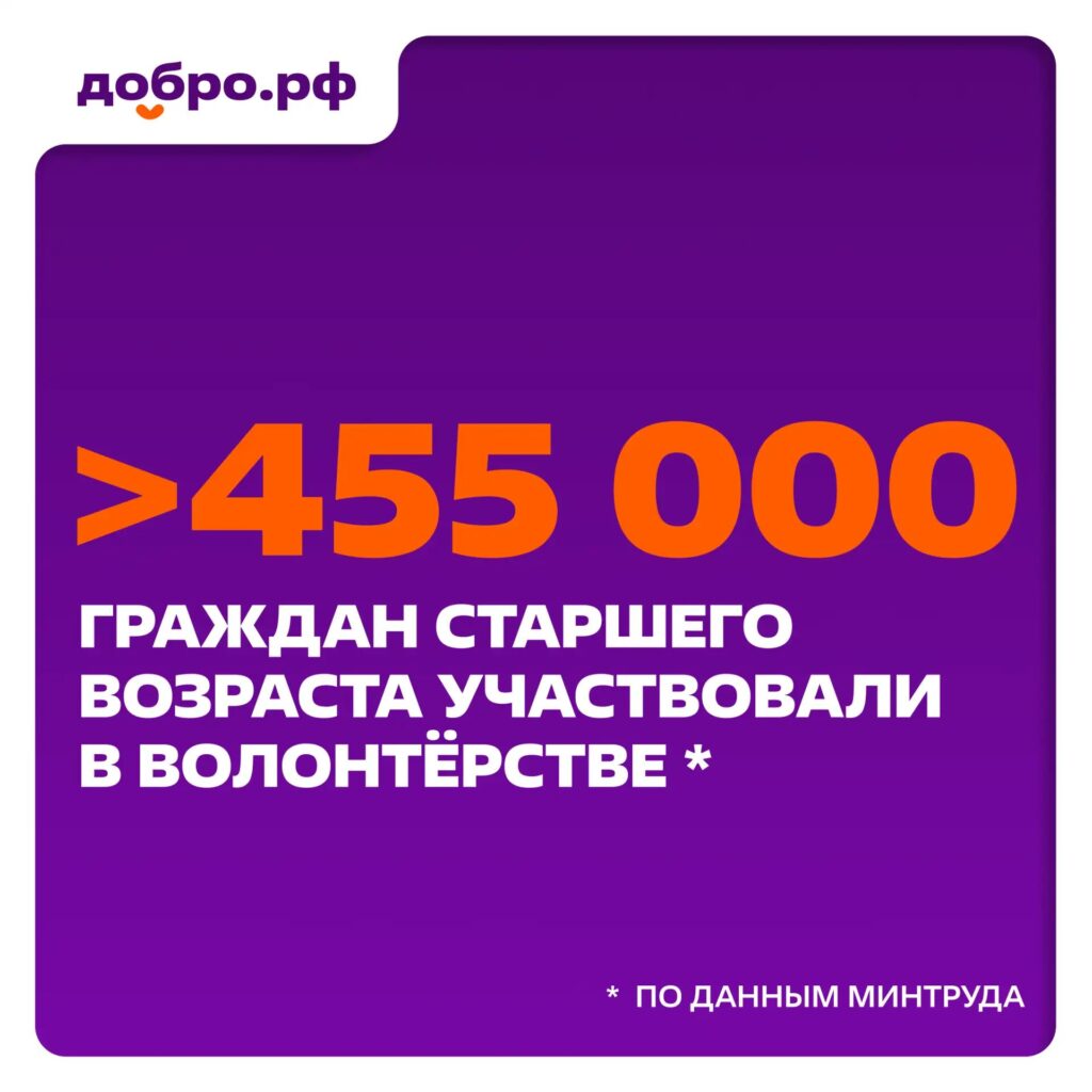 Более 455 тысяч серебряных волонтёров помогают по всей России