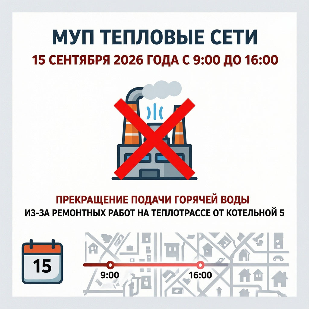 В Великих Луках временно отключат горячую воду из‑за ремонта теплотрассы